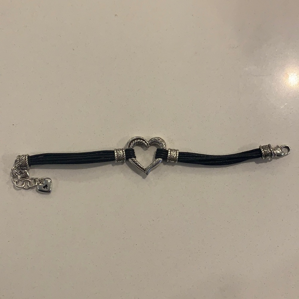 Brighton silver and leather heart bracelet